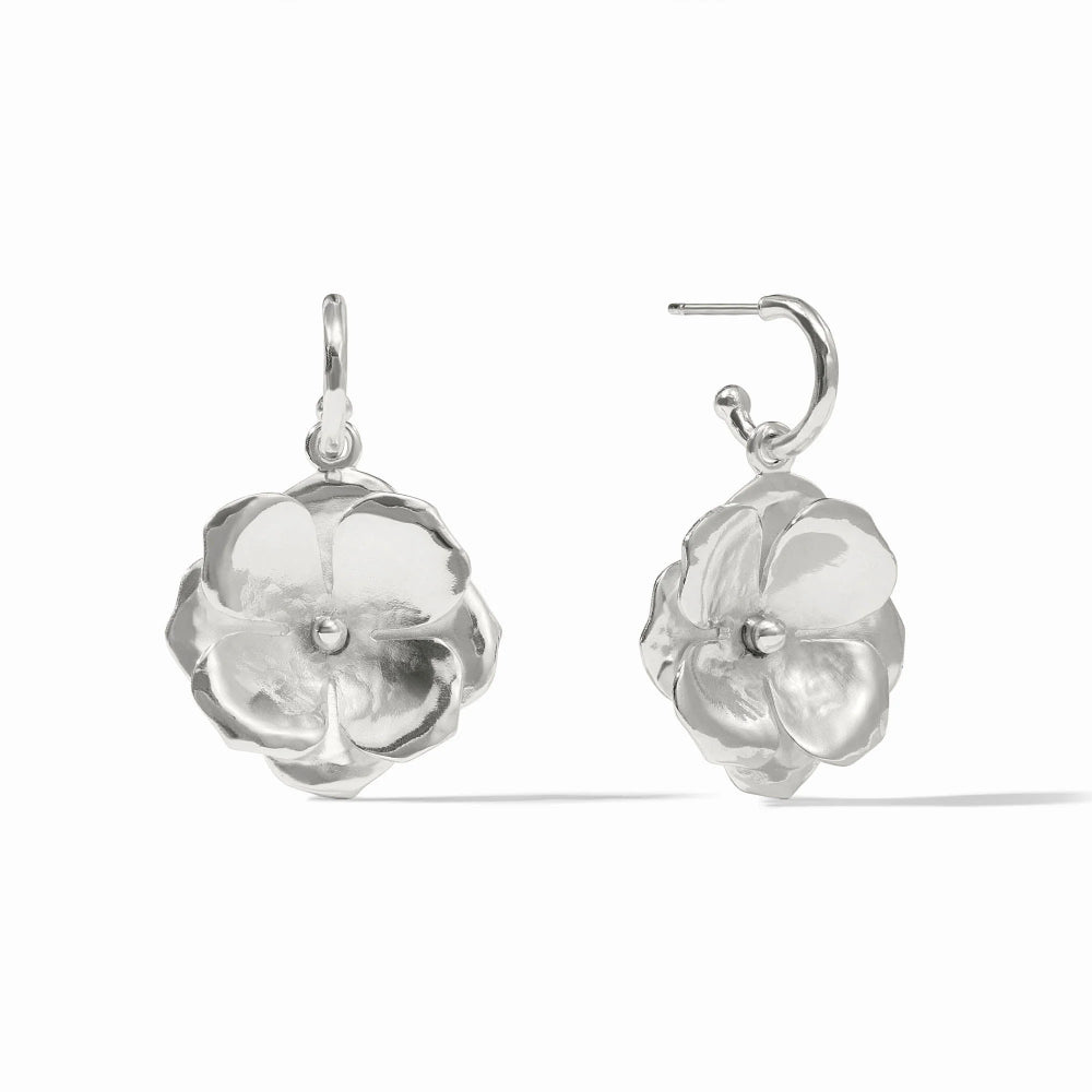 Julie Vos Silver Bloom Hoop & Charm Earrings