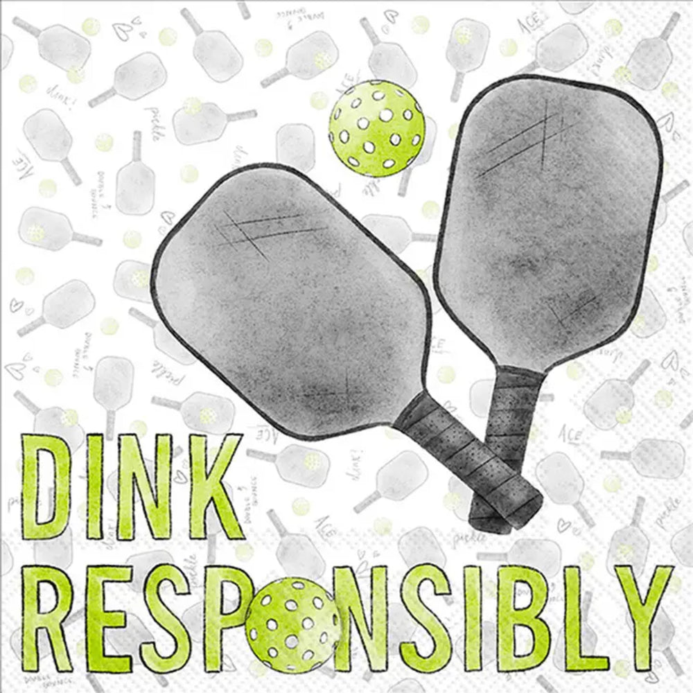Boston International Pickleball Dink Responsibly Paper Cocktail Napkins - Pack of 20