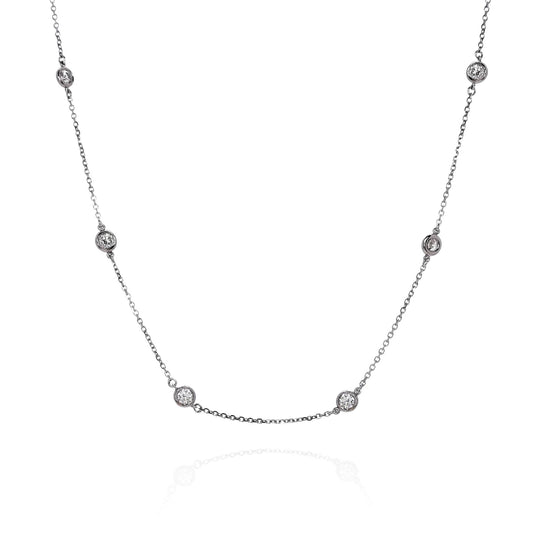 14k White Gold D1.25-1.40ct Total Weight Diamonds By The Yard Necklace