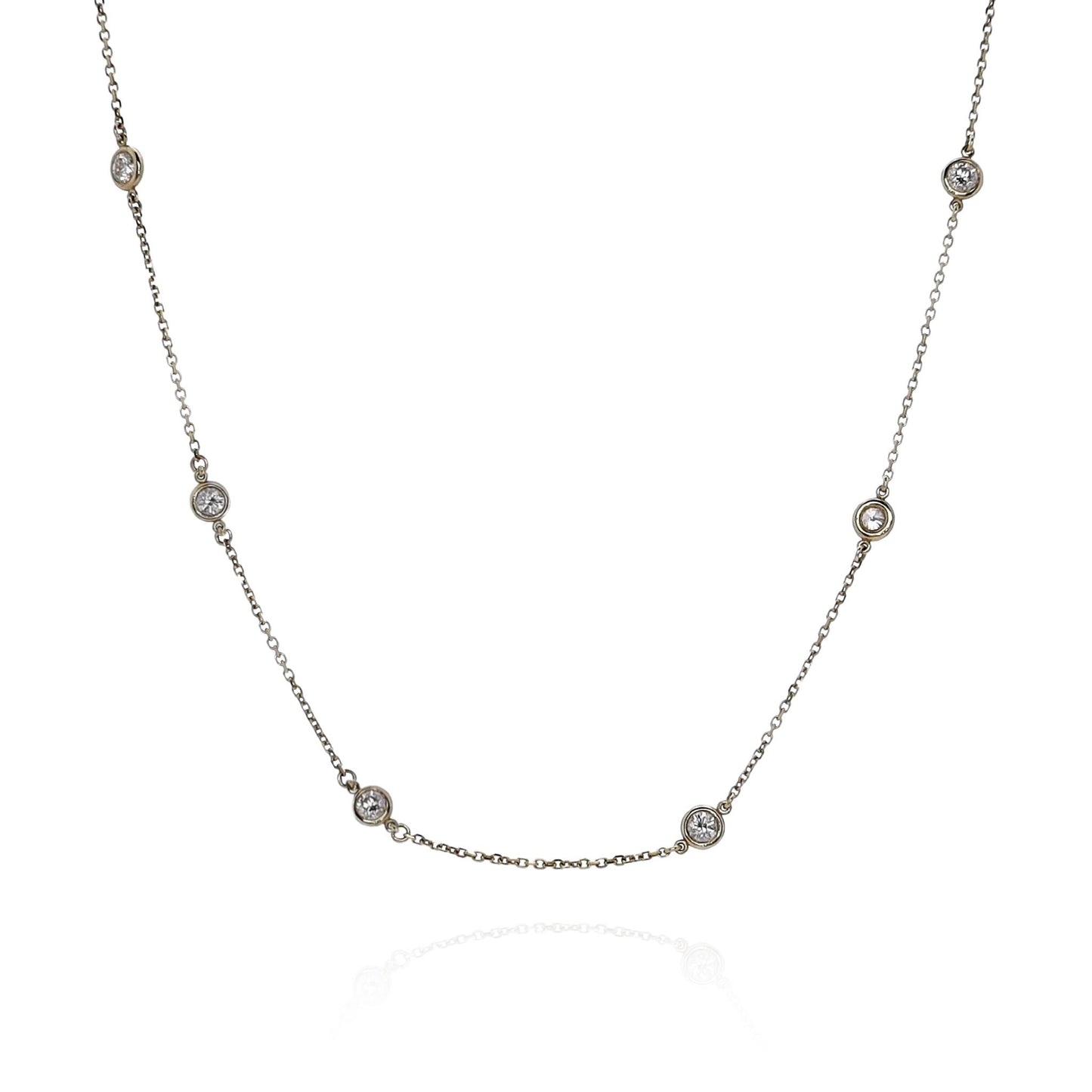 14k Yellow Gold Diamonds By The Yard 3mm Diamond Station Necklace