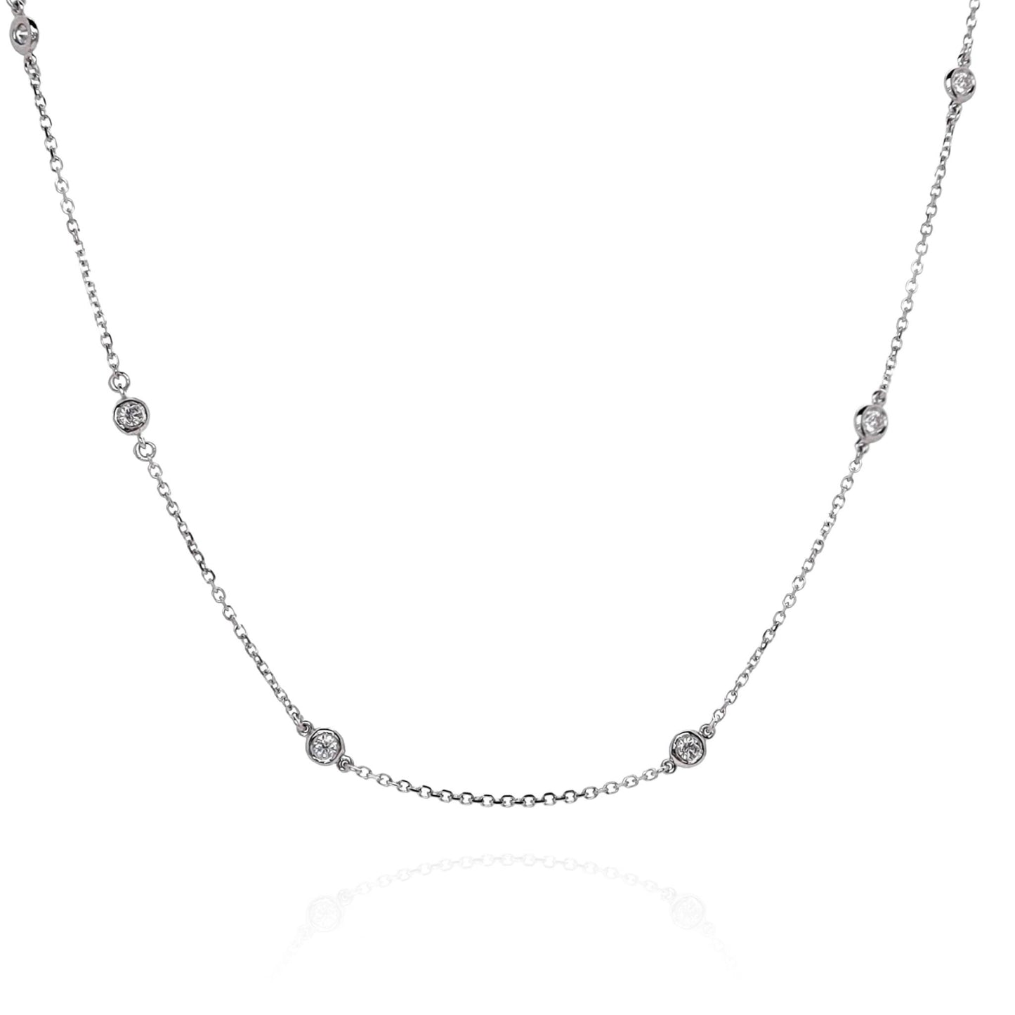 14k White Gold 18" Diamonds By The Yard Necklace