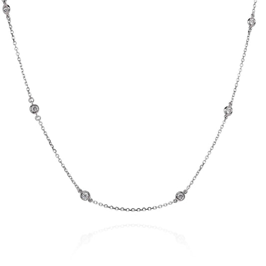 14k White Gold 18" Diamonds By The Yard Necklace