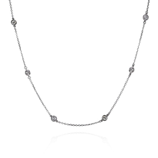 14k White Gold 18" 0.90-1ct Diamonds By The Yard Necklace