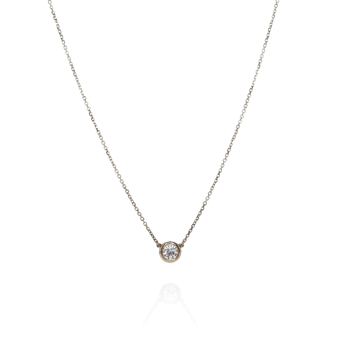 14k Yellow Gold 18" Diamond Solitaire Pendant