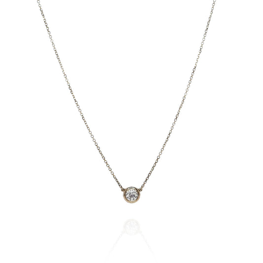 14k Yellow Gold 18" Diamond Solitaire Pendant