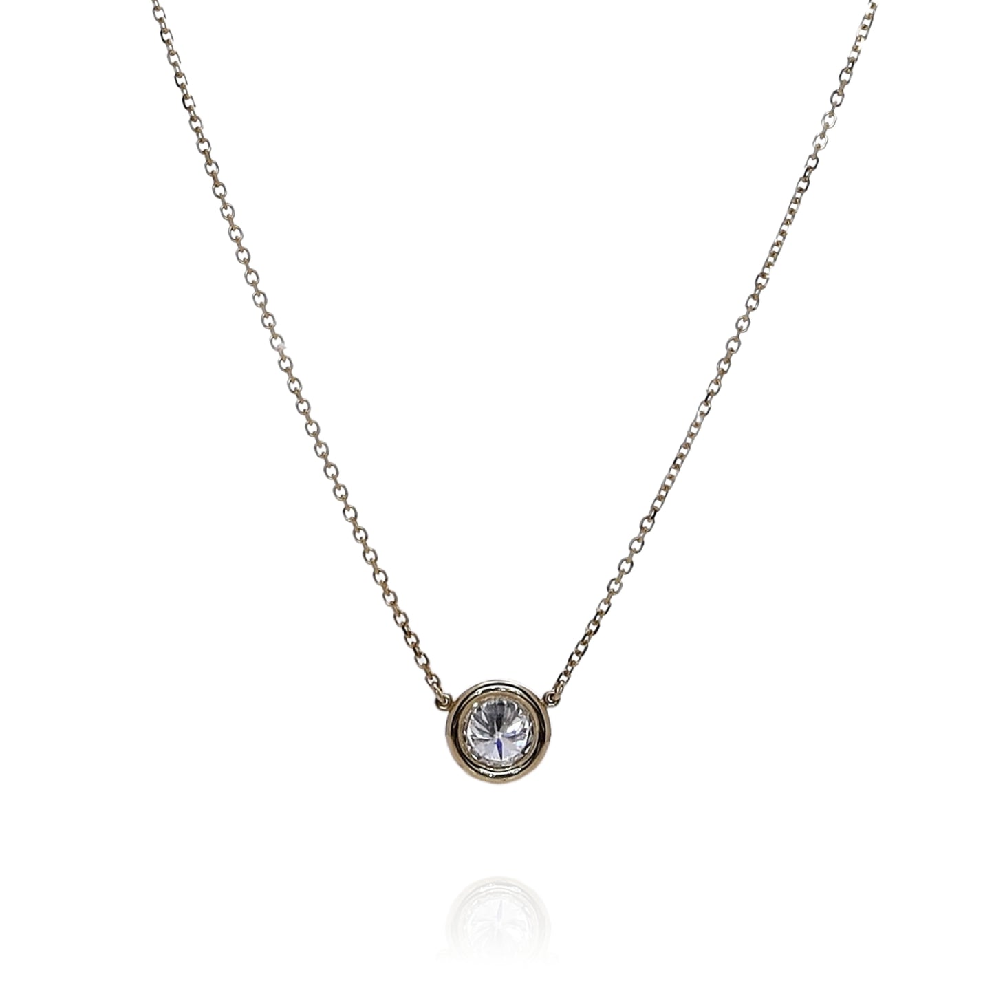 14k Yellow Gold 0.70-0.74ct Diamond Solitaire Pendant Necklace