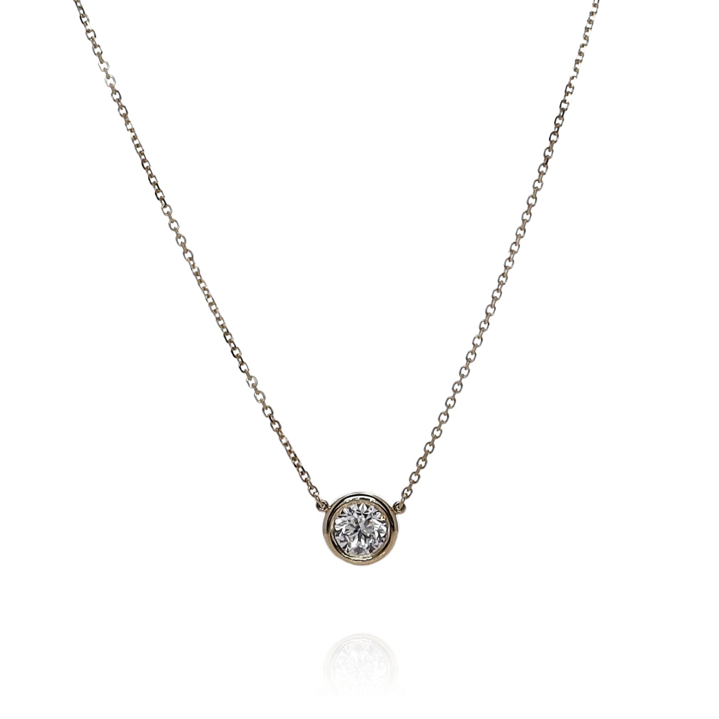 14k Yellow Gold 0.70-0.74ct Diamond Solitaire Pendant Necklace
