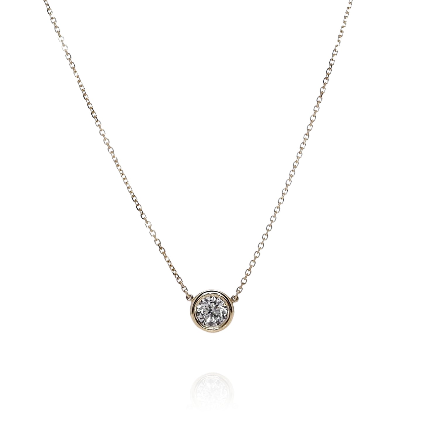 14k Yellow Gold 0.70-0.74ct Diamond Solitaire Pendant Necklace