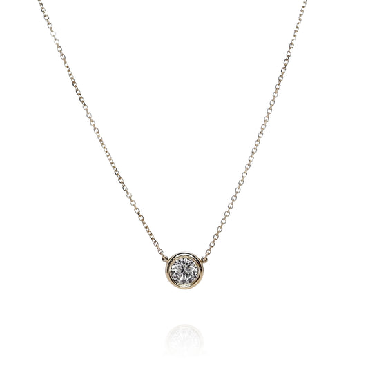 14k Yellow Gold 0.70-0.74ct Diamond Solitaire Pendant Necklace