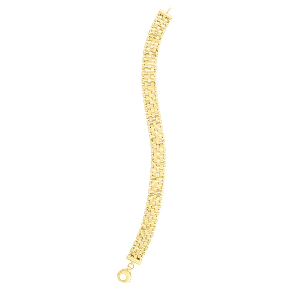 14k Yellow Gold 7.25" Faceted Panther Link Chain Bracelet