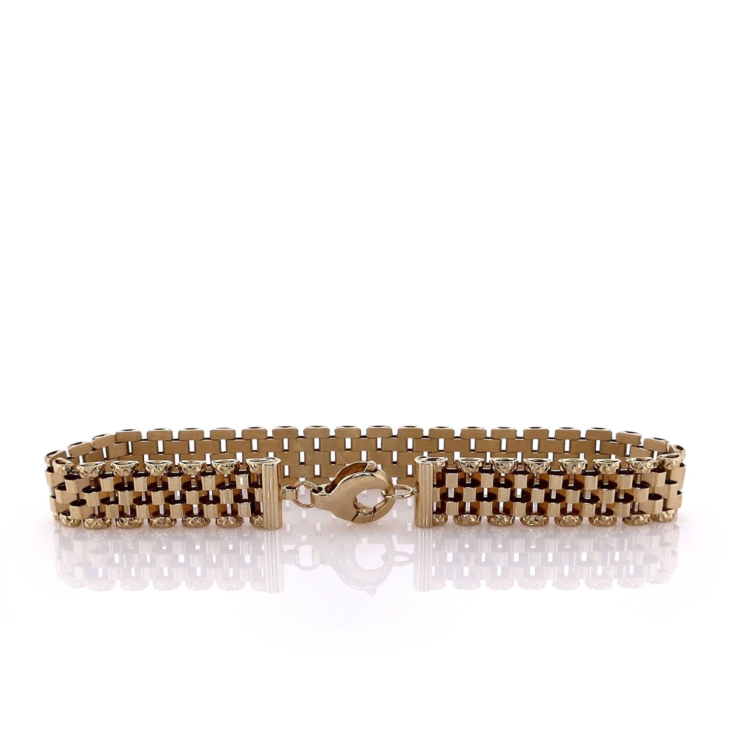 14k Yellow Gold 7.25" Faceted Panther Link Chain Bracelet