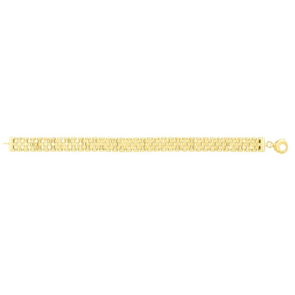14k Yellow Gold 7.25" Faceted Panther Link Chain Bracelet