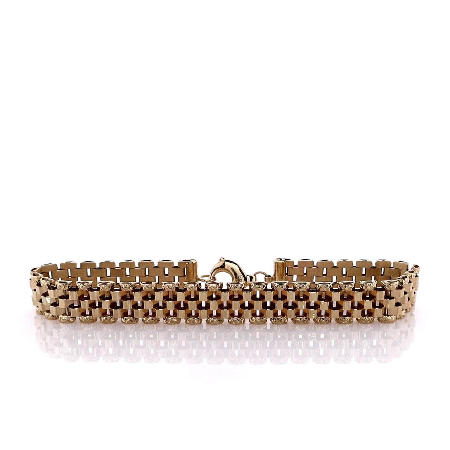 14k Yellow Gold 7.25" Faceted Panther Link Chain Bracelet