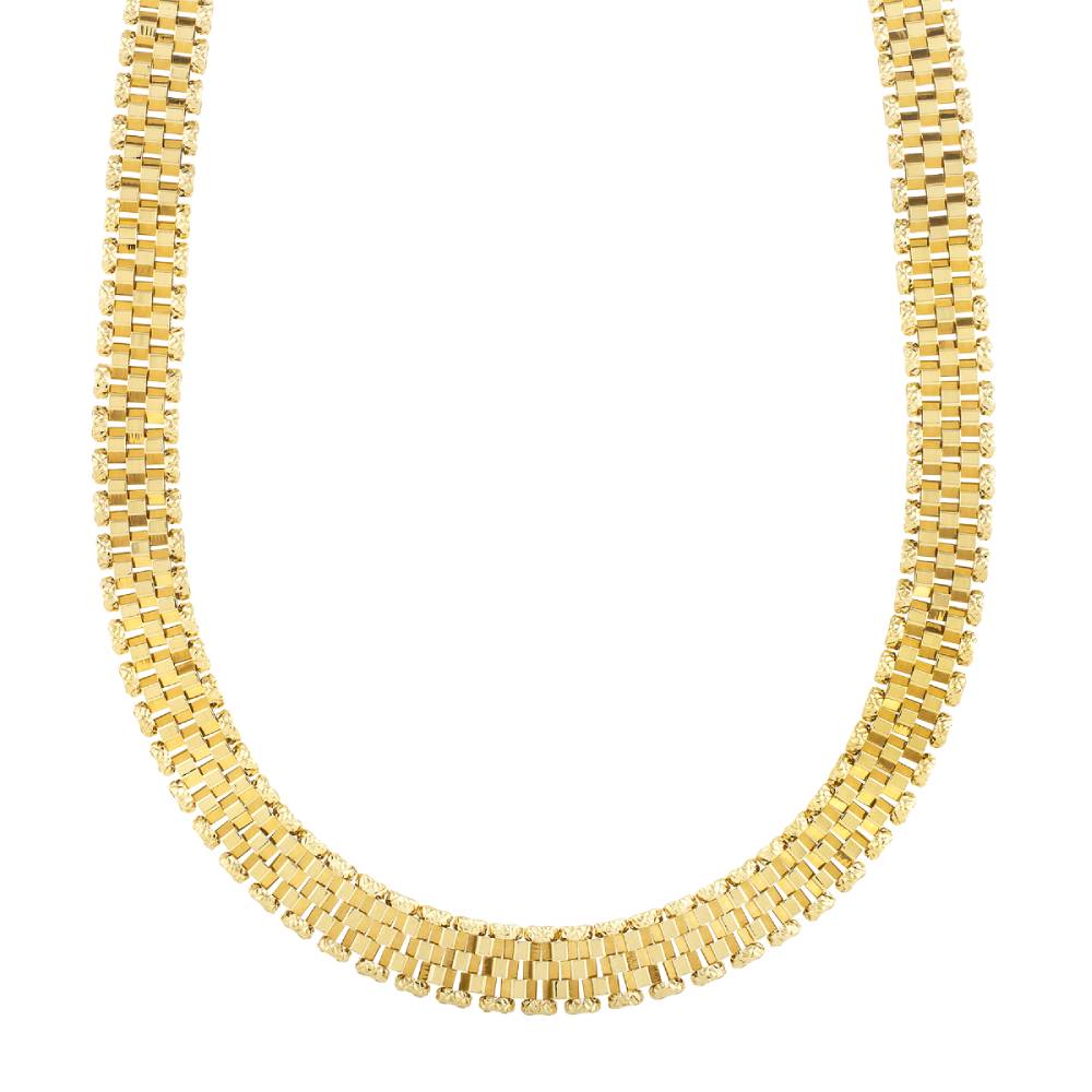14k Yellow Gold 18" Faceted Panther Link Chain Necklace