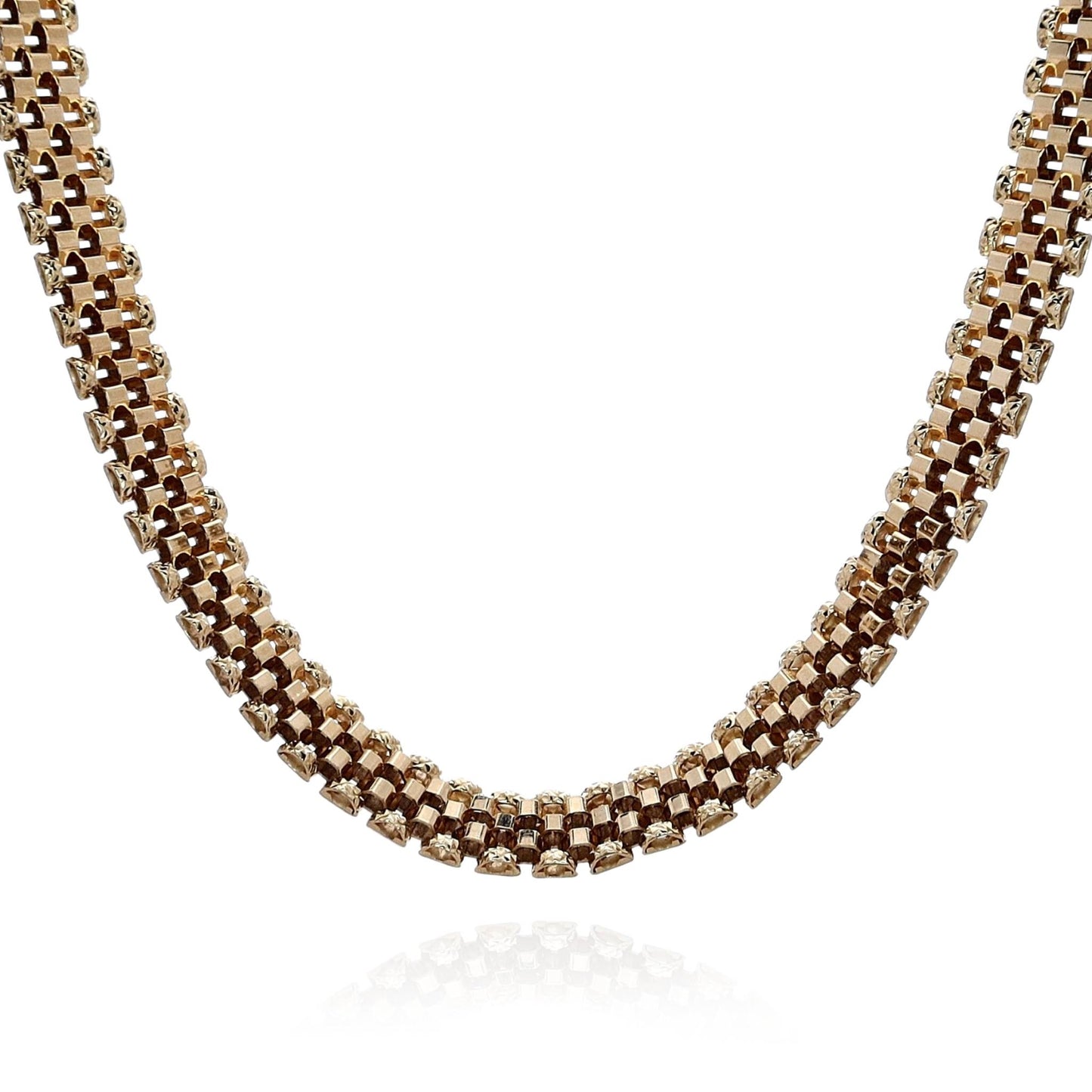 14k Yellow Gold 18" Faceted Panther Link Chain Necklace