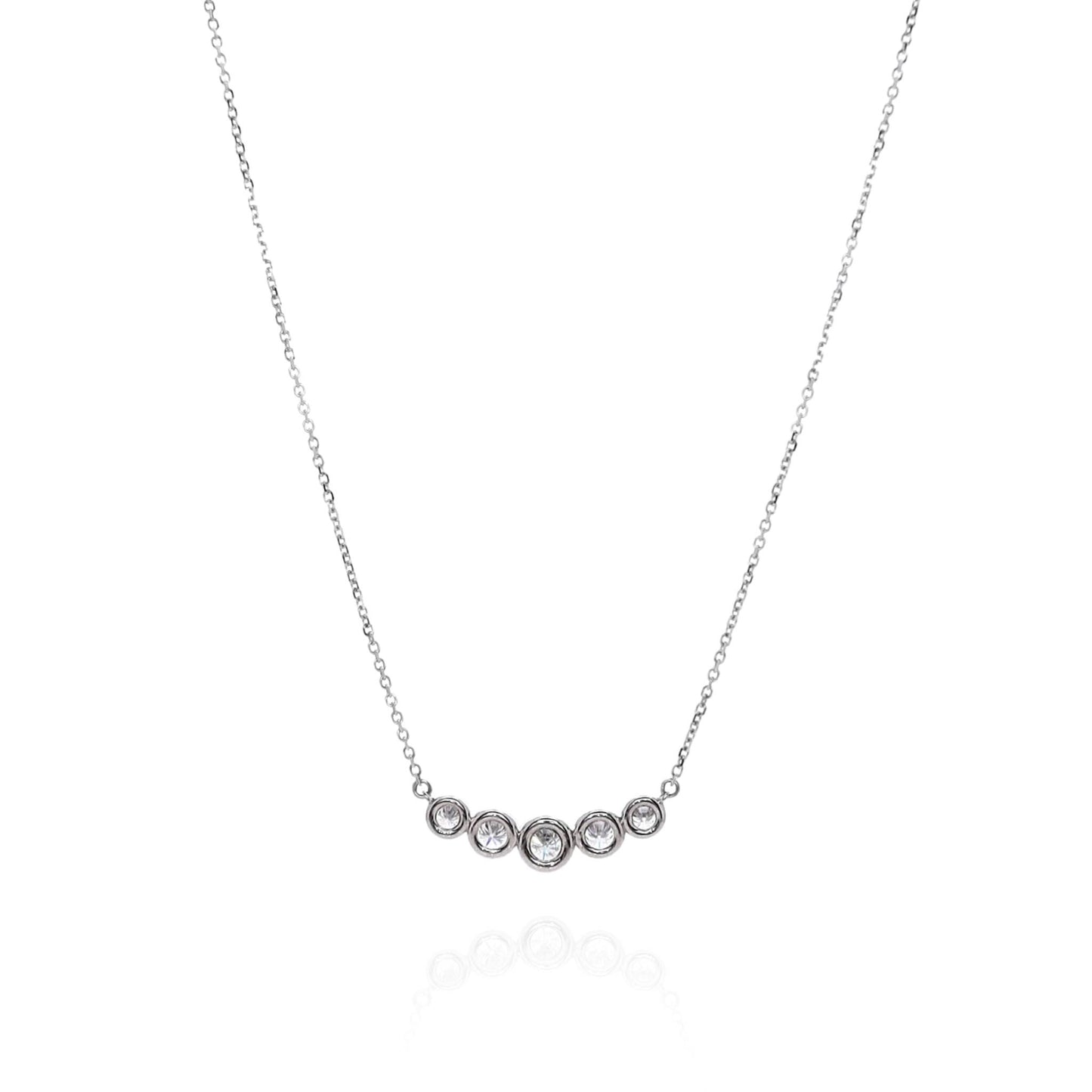 14k White Gold D.75-.83ct Graduated Diamond Curve Pendant