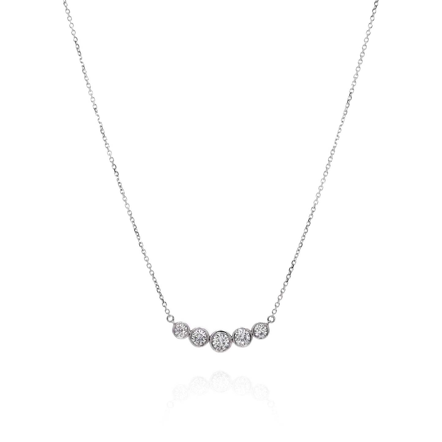 14k White Gold D.75-.83ct Graduated Diamond Curve Pendant
