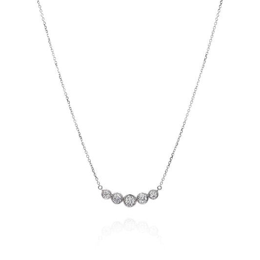 14k White Gold D.75-.83ct Graduated Diamond Curve Pendant