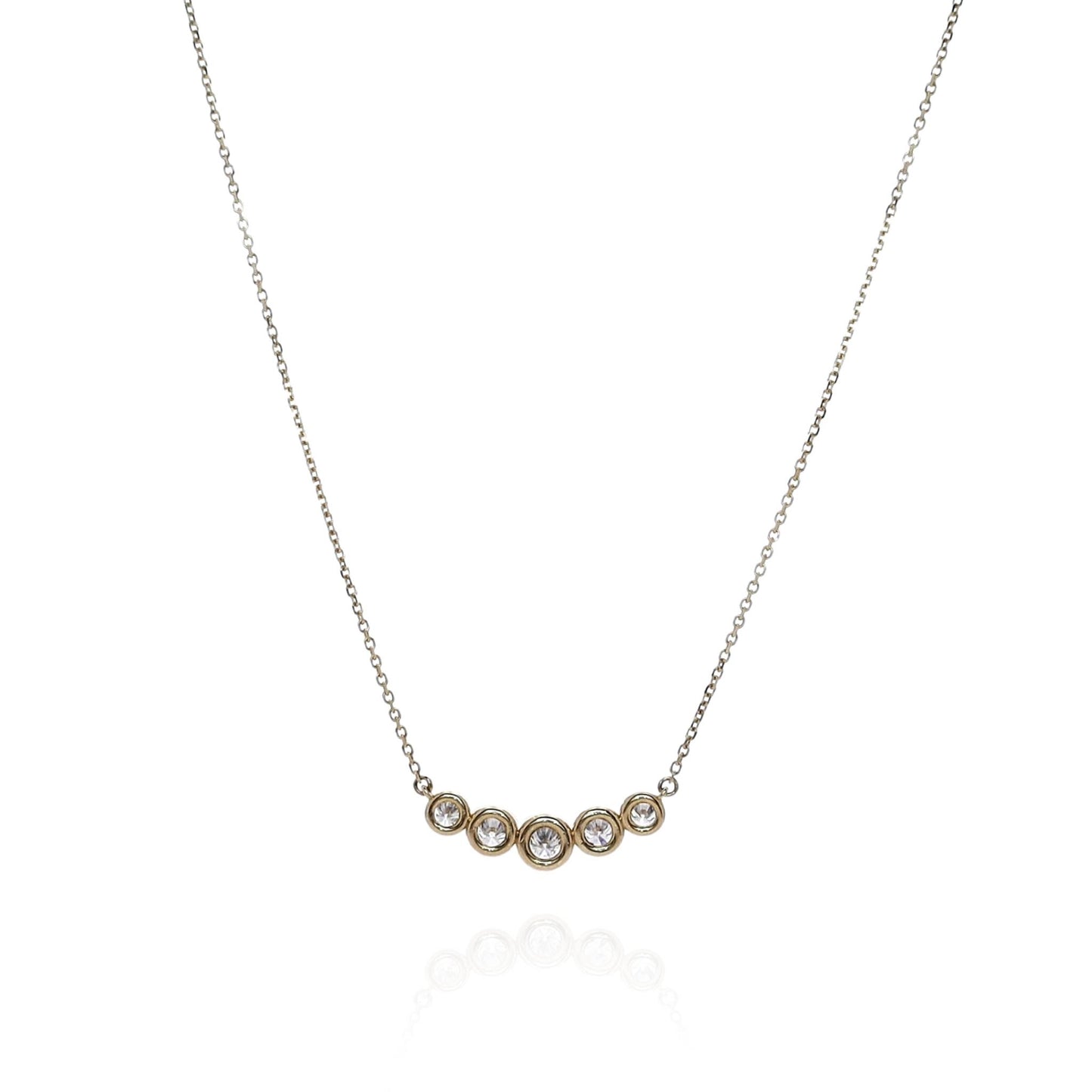 14k Yellow Gold Bezel-Set Graduated Diamond Curve Pendant