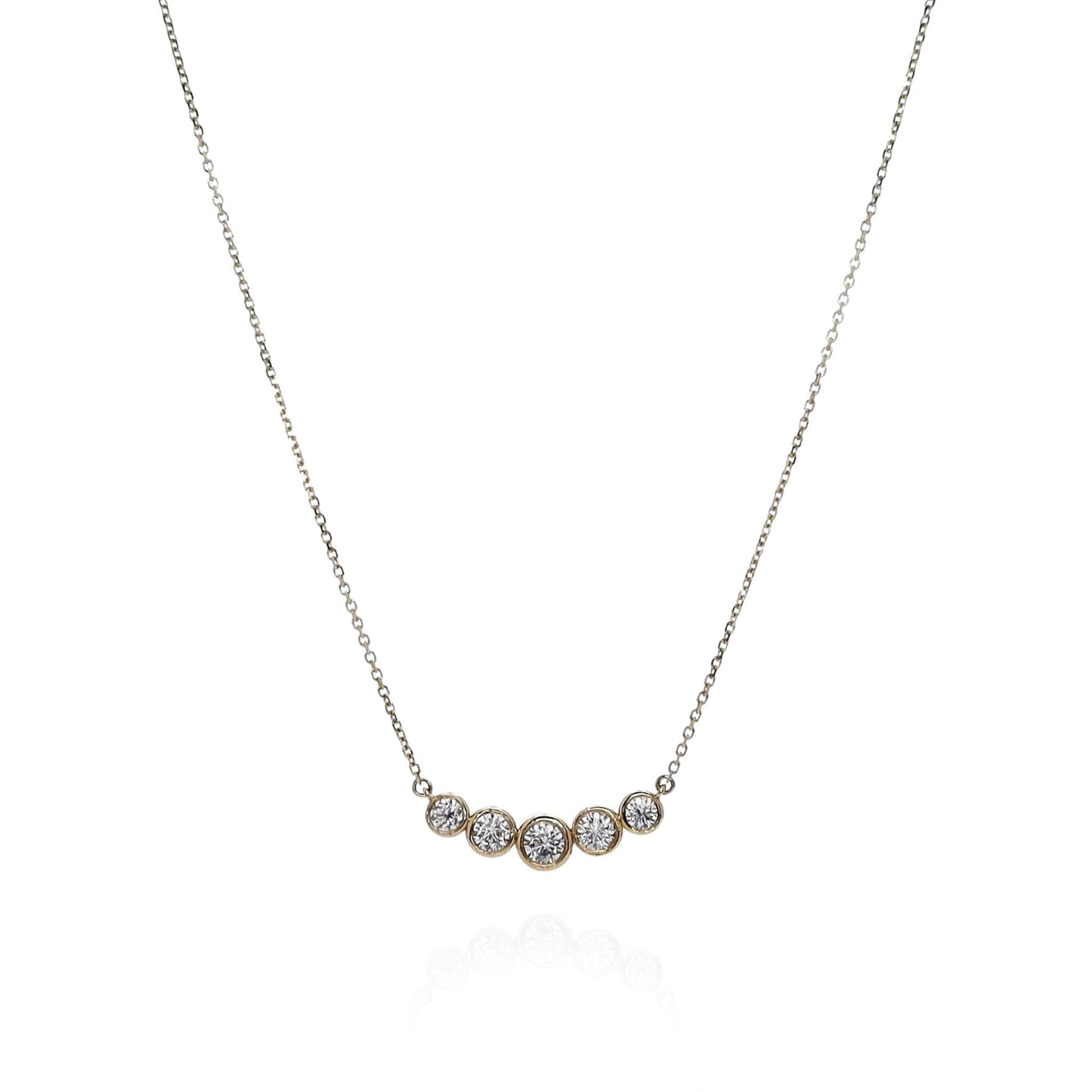 14k Yellow Gold Bezel-Set Graduated Diamond Curve Pendant