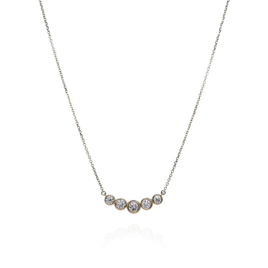 14k Yellow Gold Bezel-Set Graduated Diamond Curve Pendant