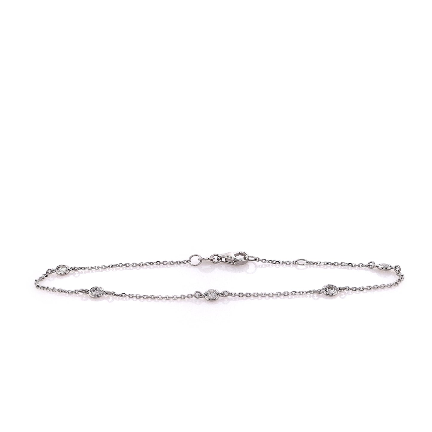 14k White Gold 7.5" 0.20-0.30ct Diamonds By The Yard Chain Bracelet