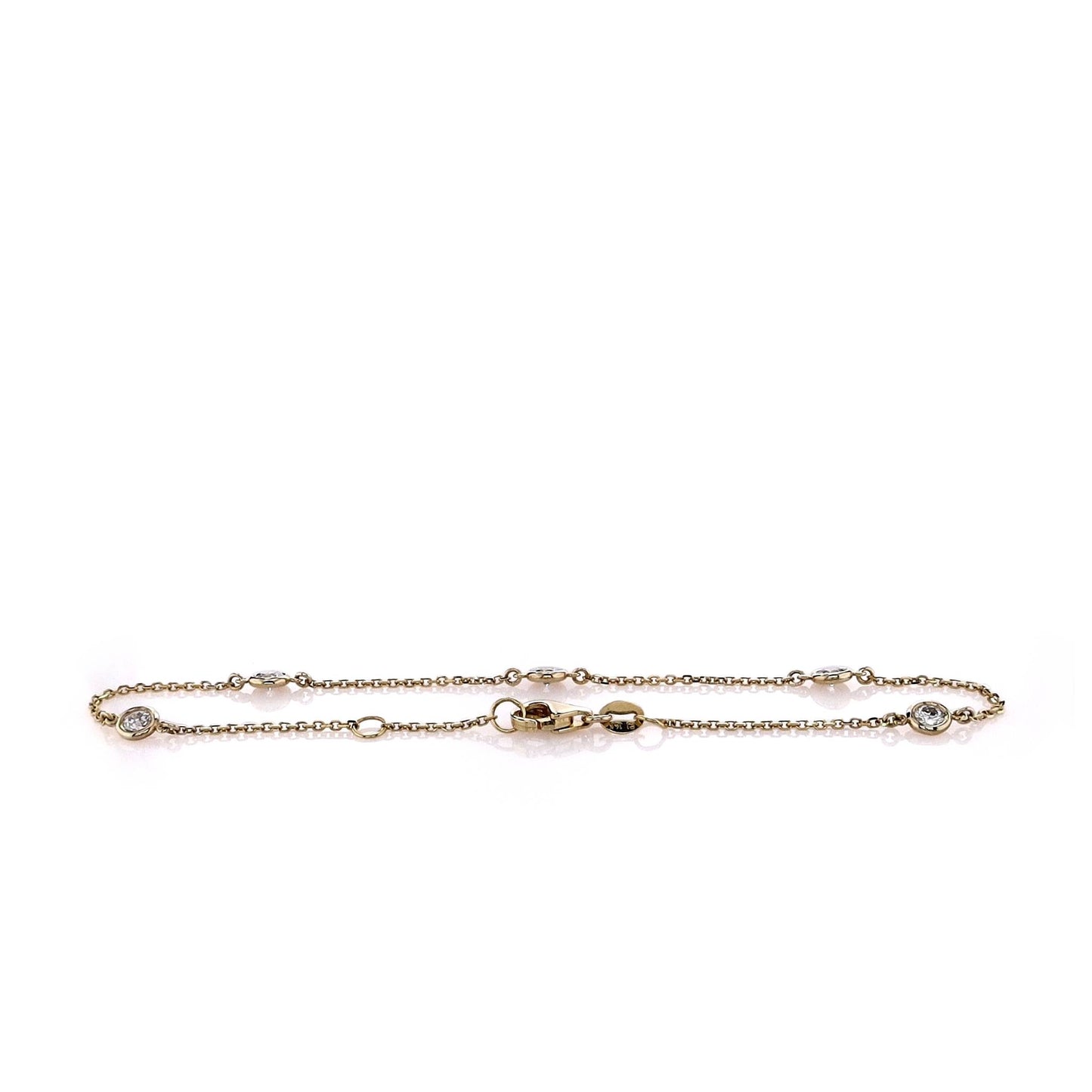 14k Gold Diamond Station Bracelet, 7.5"