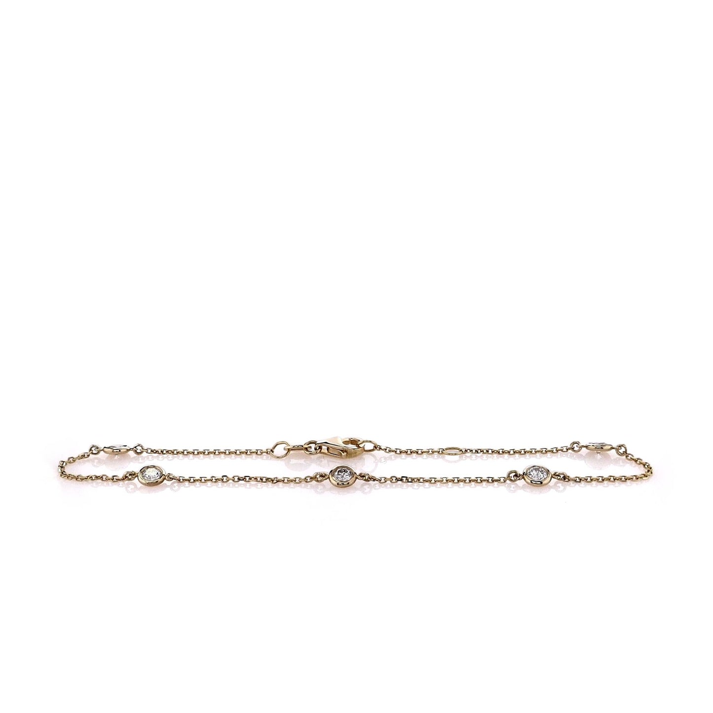 14k Gold Diamond Station Bracelet, 7.5"