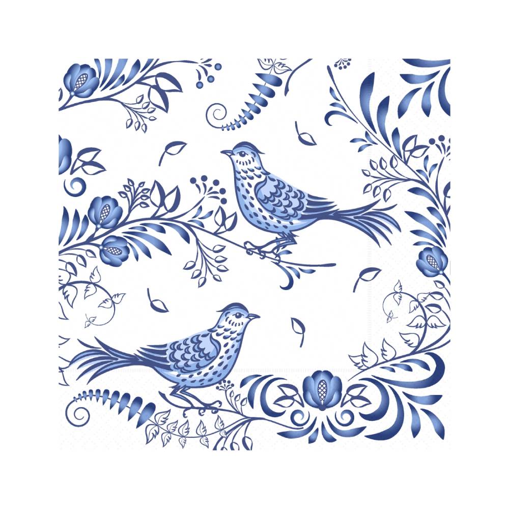 Porcelain Bird Paper Cocktail Napkins - Pack of 20