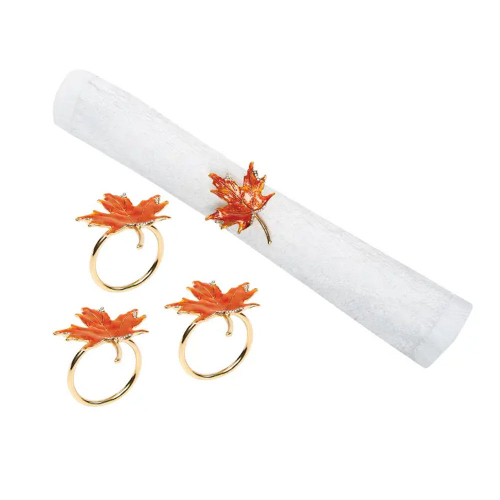 C&F Home Fall/Harvest Maple Leaf Napkin Ring - Set of 4