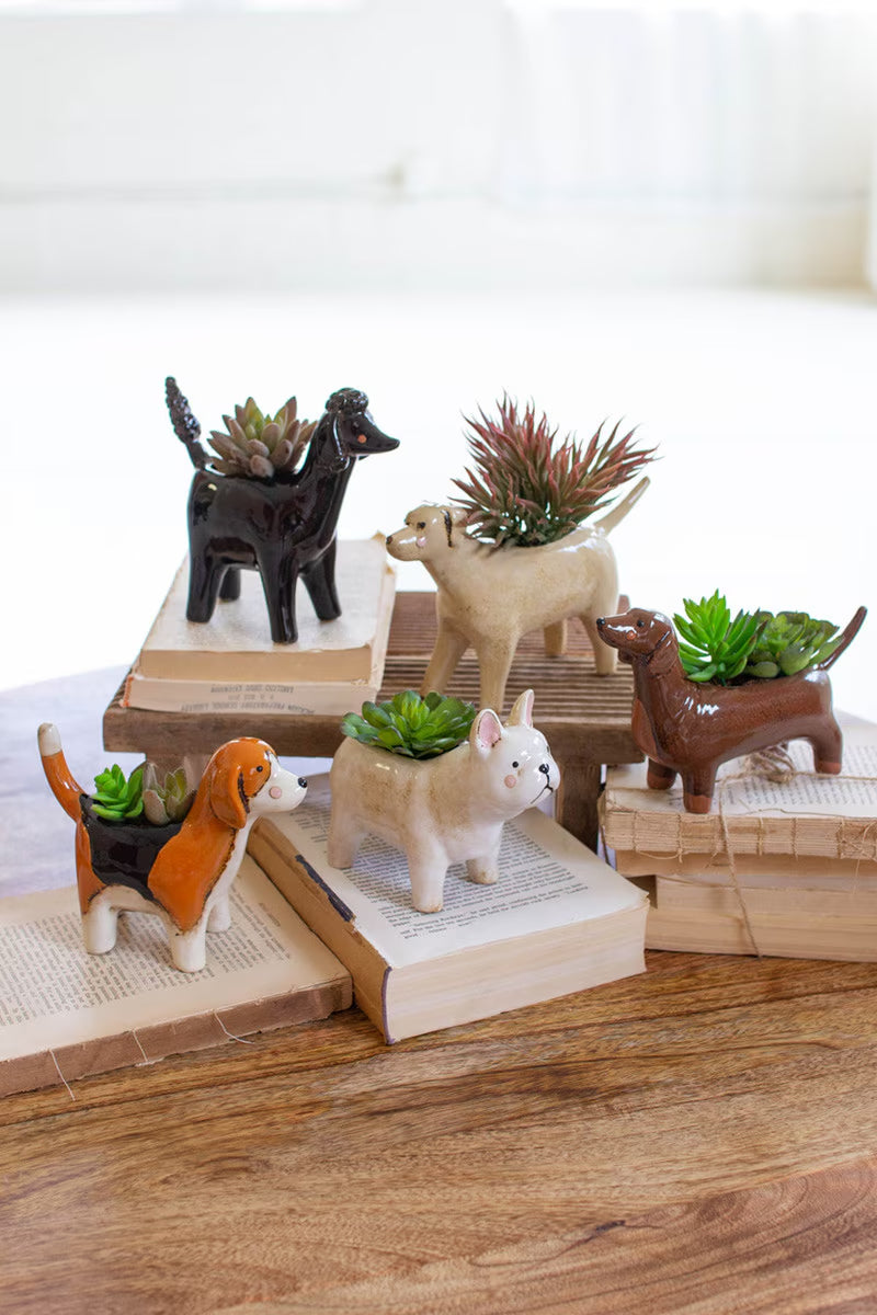 Kalalou Ceramic Dog Planters