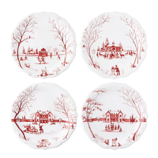 Juliska Country Estate Winter Frolic Party Plate Assorted-Set of 4