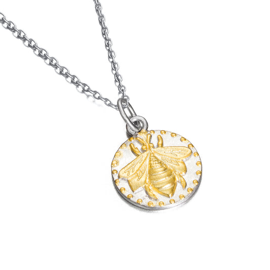 Jorge Revilla Two-Tone Bee Medallion Pendant Necklace