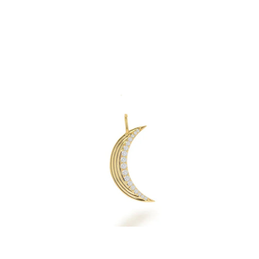 Rachel Reid 14k Diamond Fluted Moon Charm