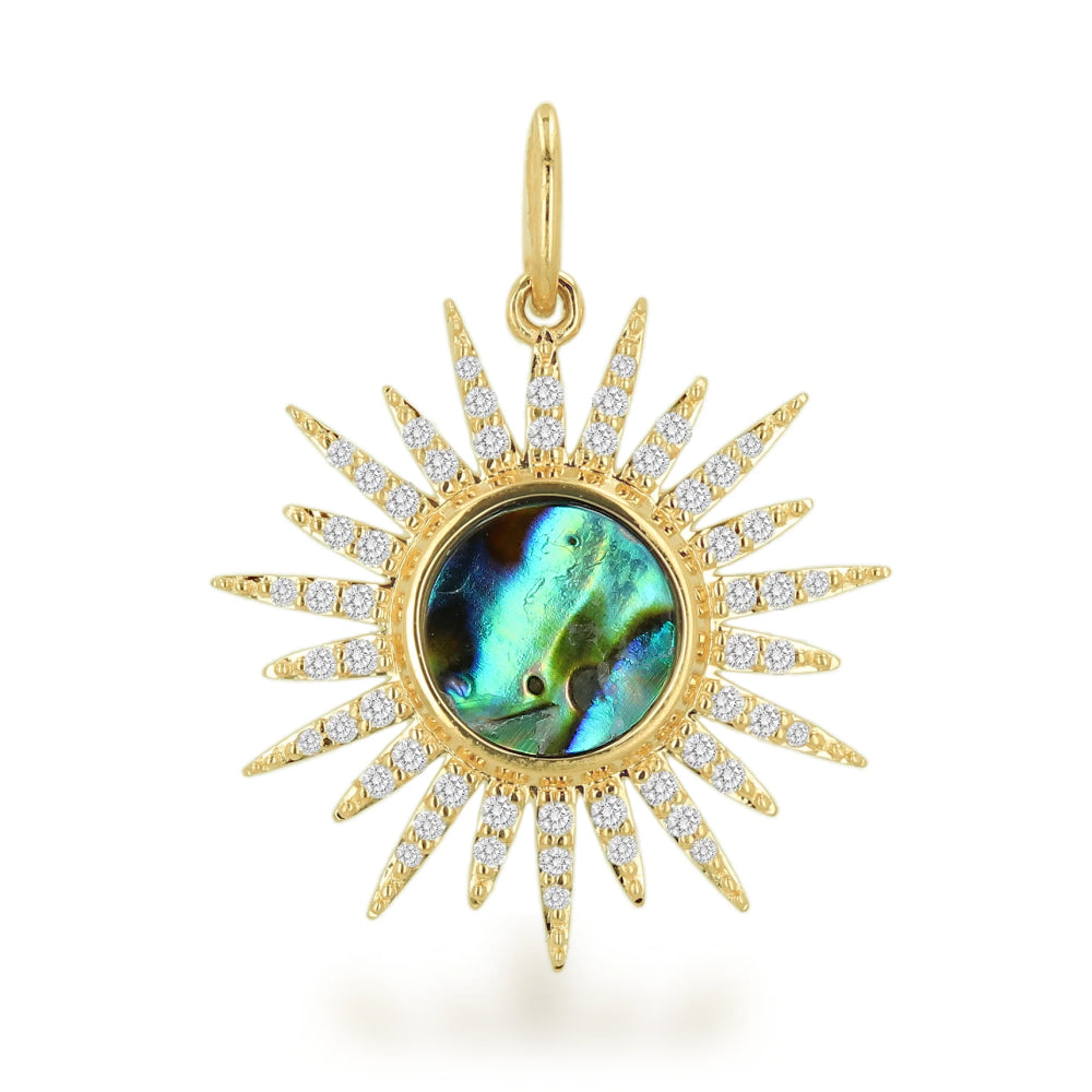 Rachel Reid 14k Yellow Gold Abalone Shell and Diamond Starburst Charm