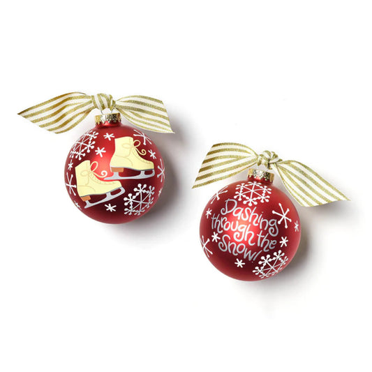 Coton Colors Dashing Ice Skates Glass Ornament