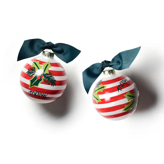 Coton Colors Holly Stripe Glass Ornament
