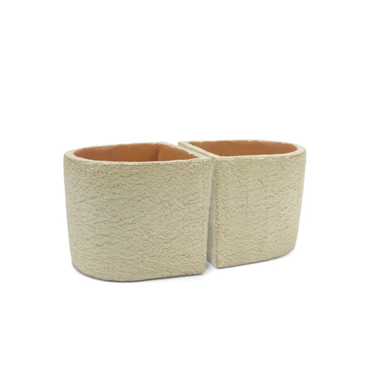 Kalalou White Concrete Bookend Planters - Set of 2