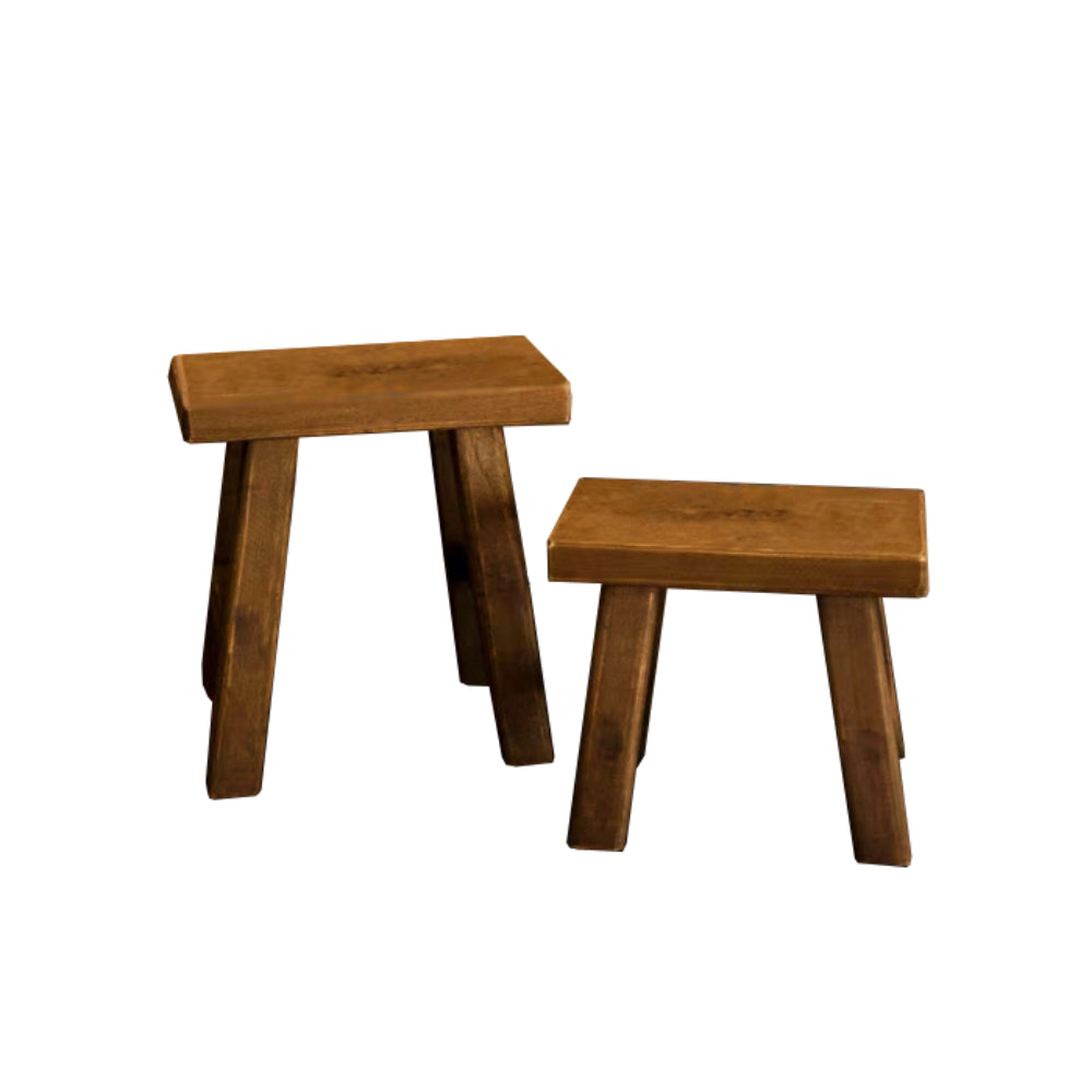 Kalalou Dark Brown Rectangle Wood Stools "In-Store Only"