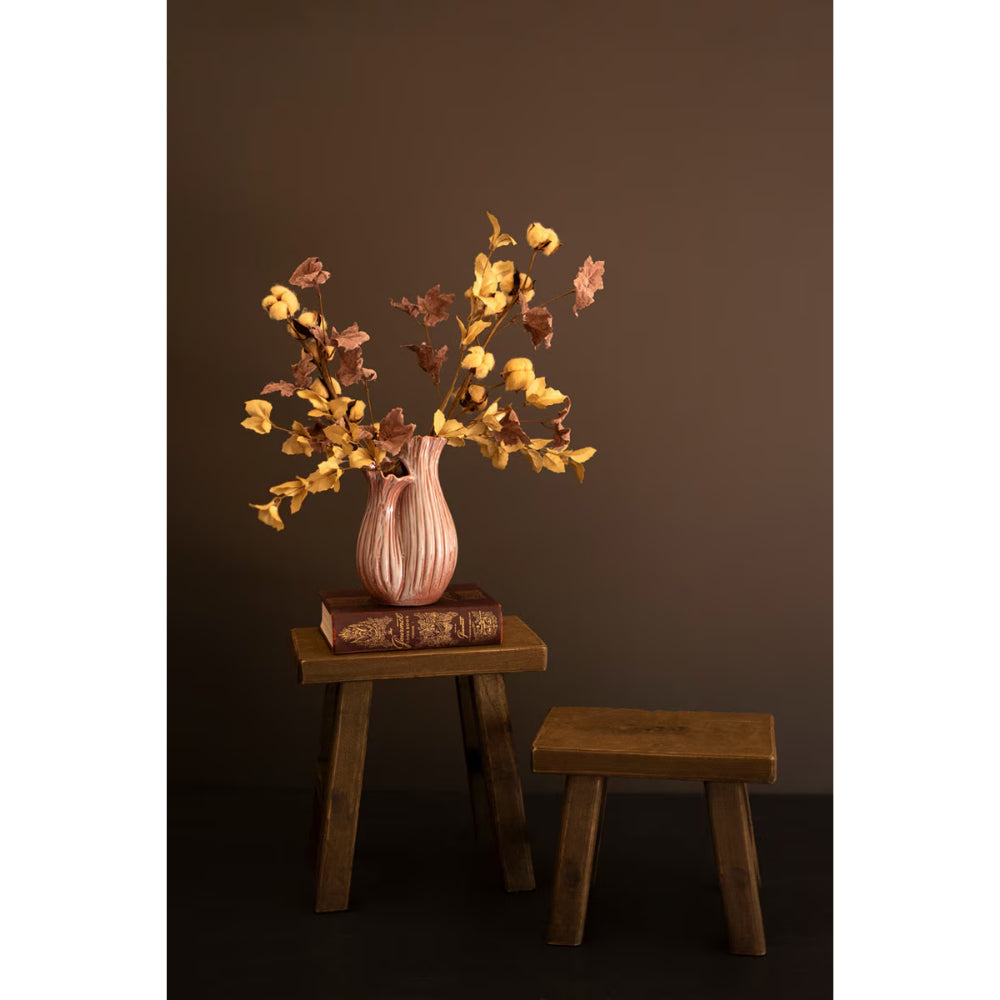 Kalalou Dark Brown Rectangle Wood Stools "In-Store Only"