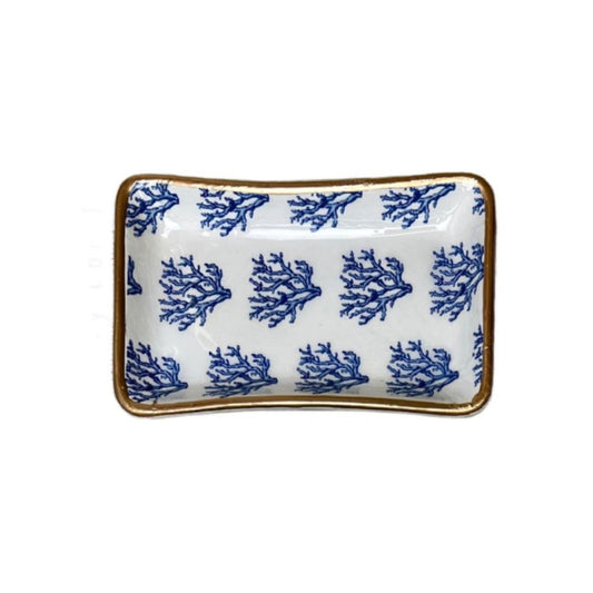 Ten Twenty Six Designs Ceramic Jewelry Tray- Navy Coral