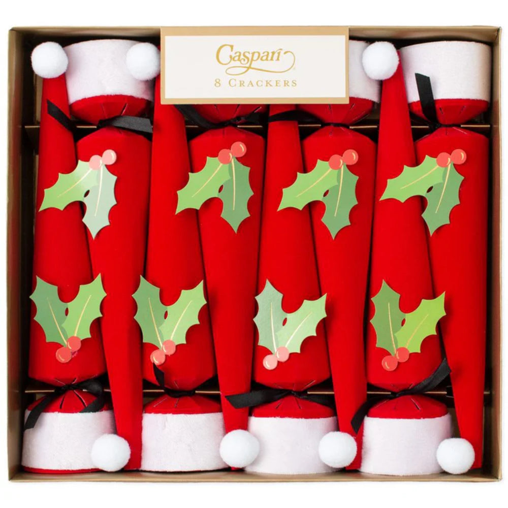 Caspari Santa Hat Cone-Shaped Celebration Christmas Crackers - Set of 8