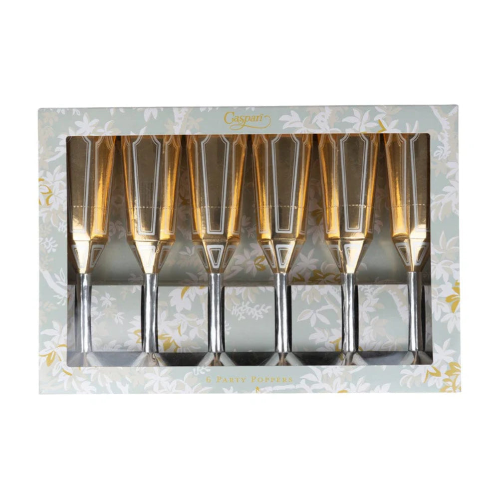 Caspari Sparkling Flutes Party Poppers - Set of 6