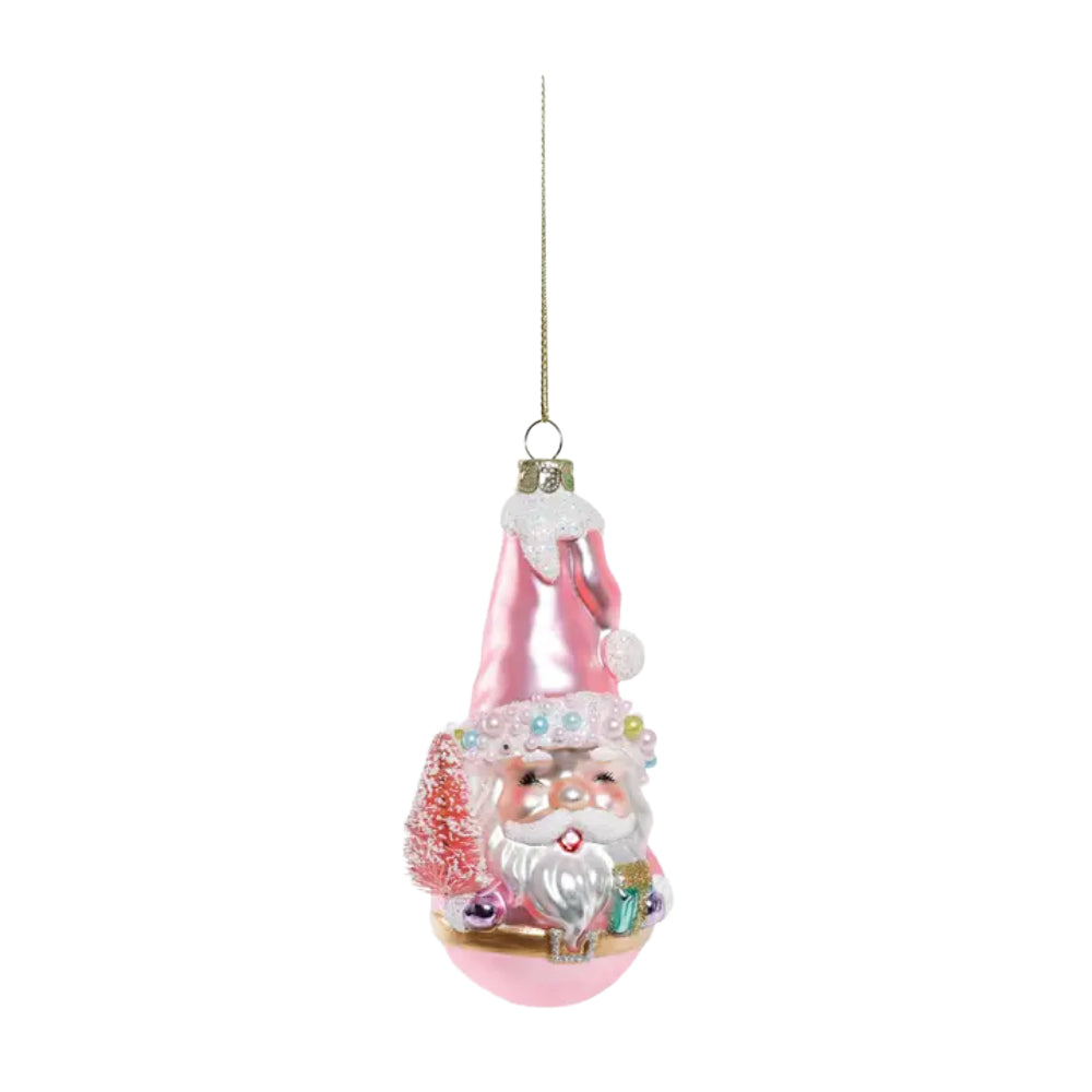 One Hundred 80 Degrees Pastel Santa On Ball Glass Ornaments