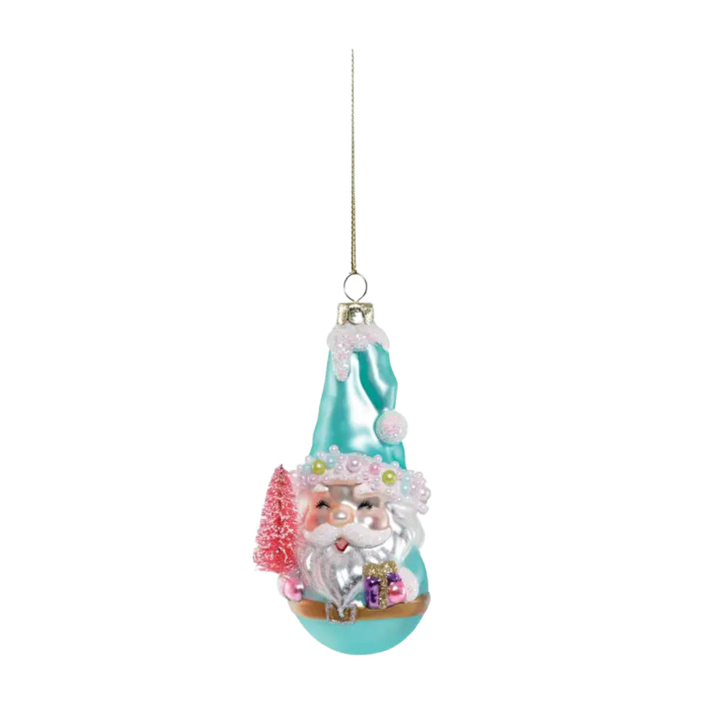 One Hundred 80 Degrees Pastel Santa On Ball Glass Ornaments