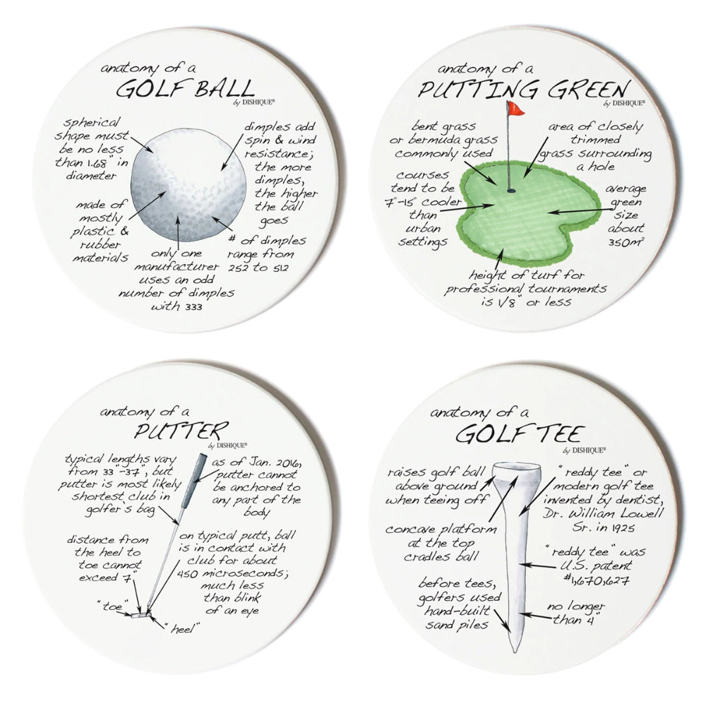 Dishique Golf Anatomy Coasters - Set of 4