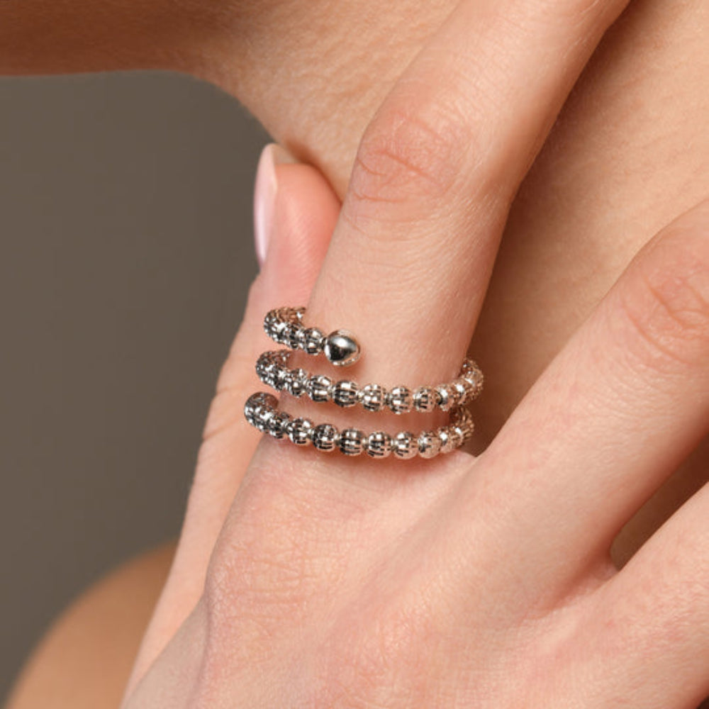 Desmos "Crystal Molla" Sterling Silver Coil Ring
