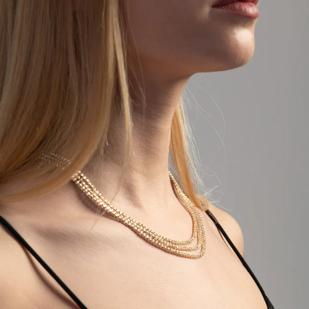 Desmos Crystal 3 Row Necklace