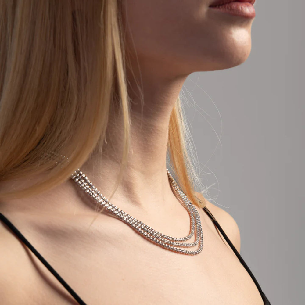 Desmos Crystal 3 Row Necklace
