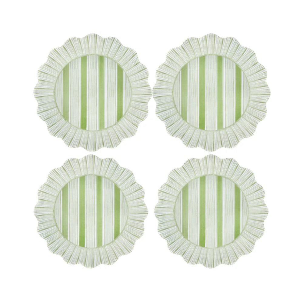 Juliska Cabana Stripe Melamine Dinner Plate Set of 4- Seagrass